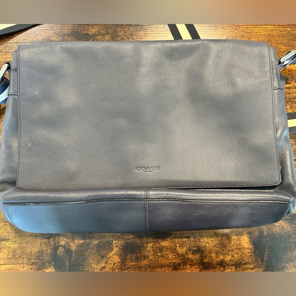 Navy Coach Leather Messenger Bag - Picture 1 of 11